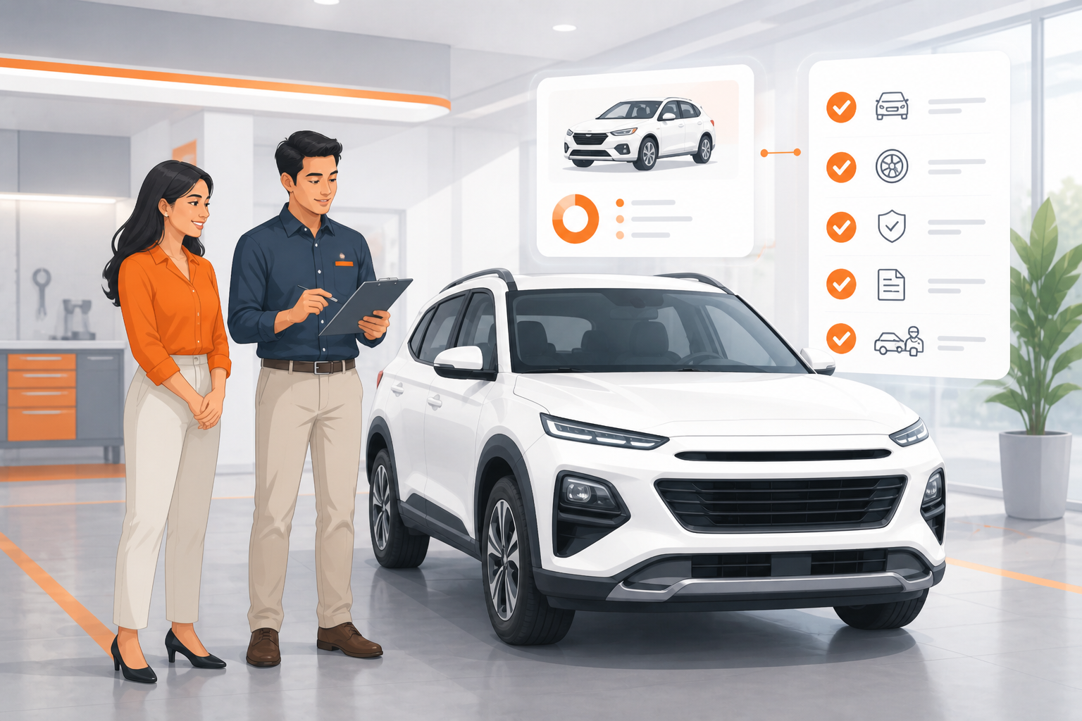 Advisor appraising a customer vehicle for sale